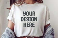 Female model white t-shirt mockup Product Image 1