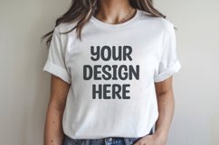 Female model white t-shirt mockup Product Image 1