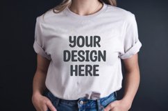 Female model white t-shirt mockup Product Image 1