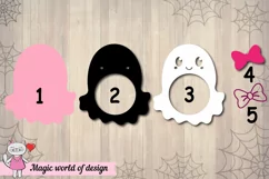 3d Halloween cute Ghost girl candy dome svg, paper cut file Product Image 4