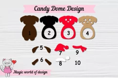 Dog in a Santa hat candy dome, svg, paper cut template Product Image 6