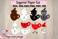 Christmas Panda in glass svg Layered Paper Cut design Product Image 3