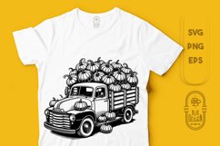 Vintage Truck with Pumpkins Illustration | Halloween SVG Product Image 1