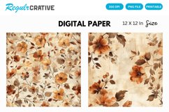 Vintage Watercolor Brown Flower Digital Paper Product Image 1