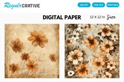 Vintage Watercolor Brown Flower Digital Paper Product Image 1