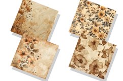 Vintage Watercolor Brown Flower Digital Paper Bundle Product Image 5