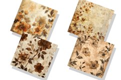Vintage Watercolor Brown Flower Digital Paper Bundle Product Image 3