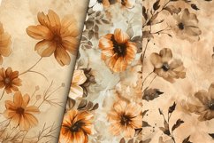 Vintage Watercolor Brown Flower Digital Paper Bundle Product Image 2