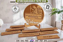 Christian Sign with Stand Laser Cut|Interchangeable Sign SVG Product Image 1