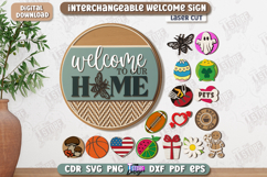 Interchangeable Welcome Sign Laser Cut | 3D Wall Round Sign Product Image 1