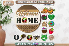 Interchangeable Welcome Sign Laser Cut | 3D Wall Round Sign Product Image 1