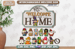 Interchangeable Welcome Sign Laser Cut | 3D Wall Round Sign Product Image 1