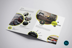 Modern portfolio brochure template for interior designers, architects, and creative studios. Perfect for showcasing projects, services, and design work.