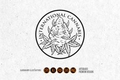 International cannabis vintage logo badge monochrome Product Image 1