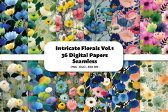 Intricate Florals Vol.1 Seamless Digital Paper, 36 PNG Product Image 1