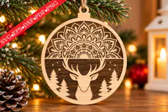 Intricate Deer Mandala Christmas Ornament SVG Product Image 1