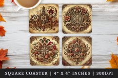Intricate floral patterns and ornate scrollwork classical Victorian design flowers vintage print square coaster mug coasters sublimation design