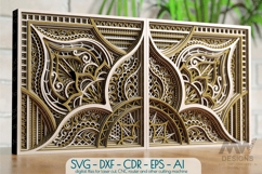 Close-up of an intricate multi-layered mandala wall art cut file