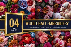 Hand Craft Embroidery - Handcrafted Wool Yarn Digital Paper Product Image 1