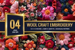 Hand Craft Embroidery - Handcrafted Wool Yarn Digital Paper Product Image 1