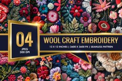 Hand Craft Embroidery - Handcrafted Wool Yarn Digital Paper Product Image 1