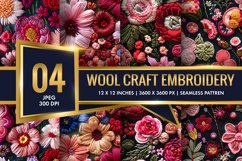 Hand Craft Embroidery - Handcrafted Wool Yarn Digital Paper Product Image 1