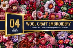 Hand Craft Embroidery - Handcrafted Wool Yarn Digital Paper Product Image 1