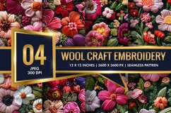 Hand Craft Embroidery - Handcrafted Wool Yarn Digital Paper Product Image 1