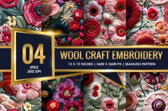 Hand Craft Embroidery - Handcrafted Wool Yarn Digital Paper Product Image 1