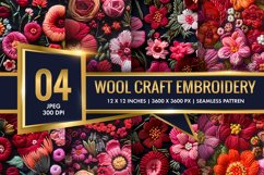 Hand Craft Embroidery - Handcrafted Wool Yarn Digital Paper Product Image 1