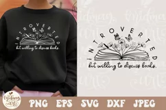 Introverted But Willing To Discuss Books SVG PNG, Book Lover Product Image 2