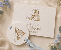 AB BA Wedding Monogram Logo | Elegant Initials Vector Product Image 6