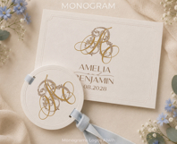 AB BA Wedding Monogram Logo | Elegant Initials Vector Product Image 4