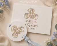 AB BA Wedding Monogram Logo | Elegant Initials Vector Product Image 2