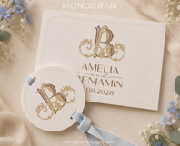 AB BA Wedding Monogram Logo | Elegant Initials Vector Product Image 6