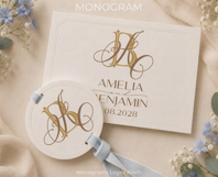 AB BA Wedding Monogram Logo | Elegant Initials Vector Product Image 6