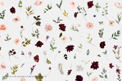 Watercolor Mahogany and Blush Floral Clipart Collection Product Image 9