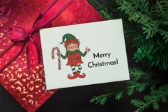 Christmas Elves - Cute Winter Elf Line Art Clipart & Pattern Product Image 9