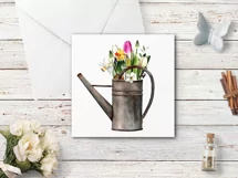 Watercolor spring flowers clipart in watering can.Floral PNG Product Image 8