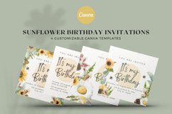 Sunflower Birthday Invitations Canva Template Product Image 1