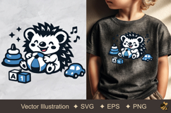 Cute Hedgehog Playing Vector Illustration Product Image 1