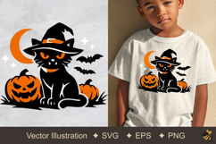 Witch Cat Vector Illustration Product Image 1