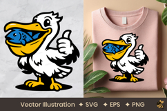 Pelican Catching Fish Vector Illustration Product Image 1