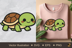 Crawling Turtle Vector Illustration Product Image 1