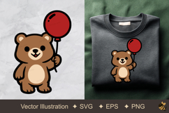 Balloon Bear Vector Illustration Product Image 1
