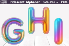 Iridescent Balloon Letters PNG | G H I 3D Clipart Product Image 1
