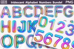 Iridescent Alphabet &amp; Numbers | 3D Balloon Rainbow Clipart Product Image 1