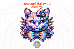 Iridescent cat Halloween sublimation PNG
