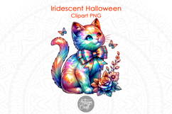 Iridescent cat Halloween sublimation PNG