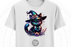 Iridescent cute black cat Halloween sublimation PNG Product Image 2